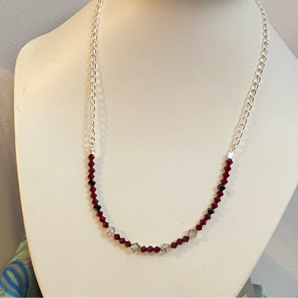 NEW Swarovski red, black, and clear crystal necklace